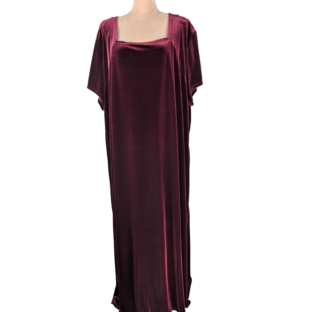 VTG Mary McFadden Maxi Dress Velvet Sz 30/32 W Y2K Wine Red Witchy Goth